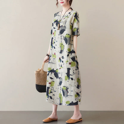 Robe d'été respirante à imprimé ample pour femmes