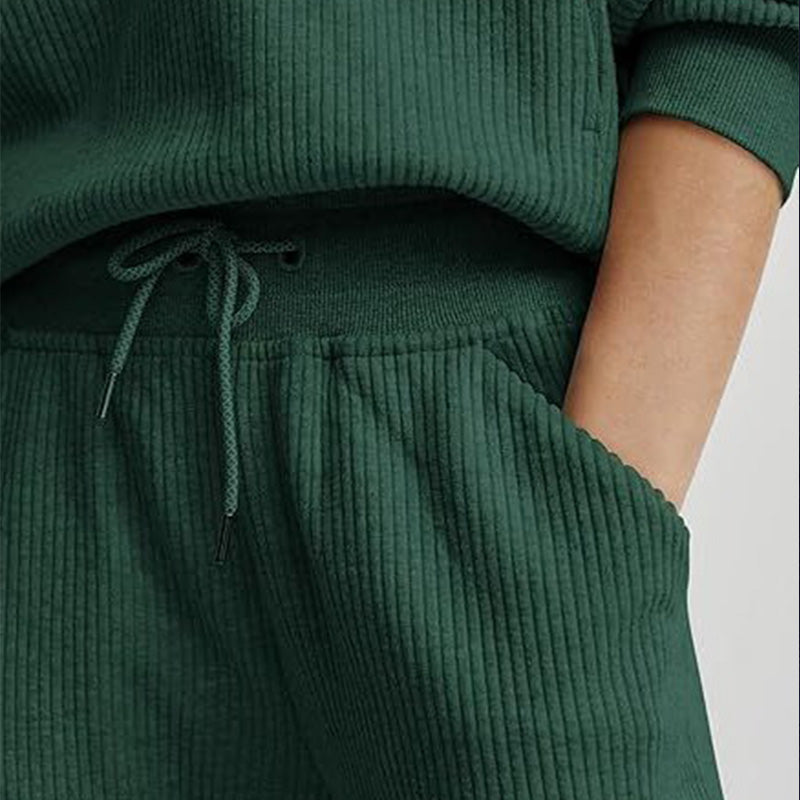 Femmes 2 épingles Ensemble de sweatshirts Manchons longs Sweatshirt à demi-zip