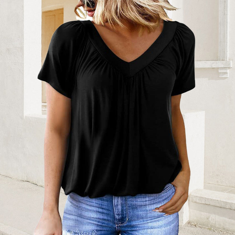 🔥Vente directe d'usine🔥T-shirt décontracté extensible à col en V pour femme