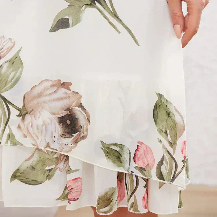 ⏳ Temps limité 50% de réduction ! 🌸👗Robe en mousseline de soie rouge avec pétales