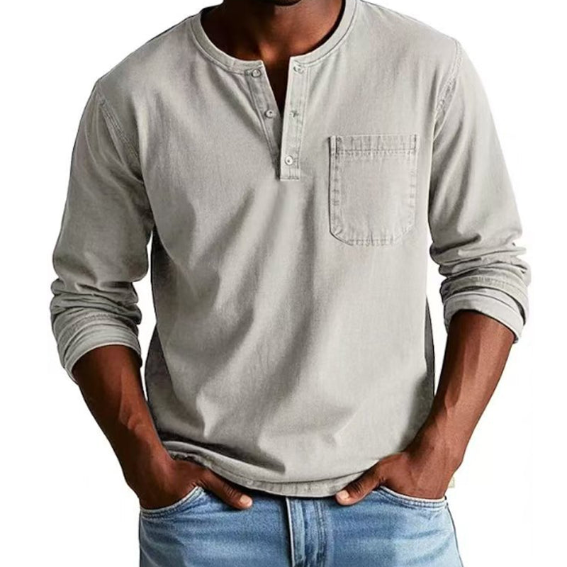 Hommes - Chemise à manches longues avec poches en relief, mode vintage