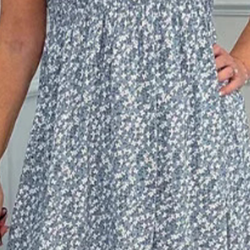 🎉🛍️Promotion exceptionnelle 50% OFF💃 Robe fleurie élégante avec taille haute et revers pour femme