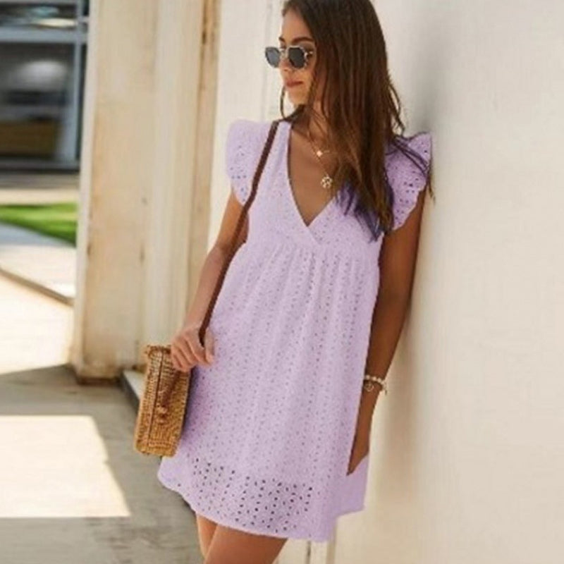 Robe Mini Décontractée à Découpes pour Femme