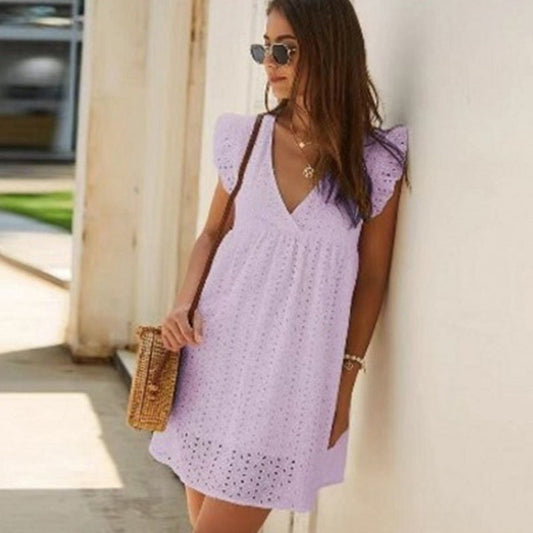 Robe Mini Décontractée à Découpes pour Femme