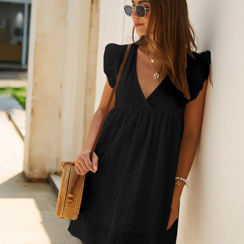 Robe Mini Décontractée à Découpes pour Femme