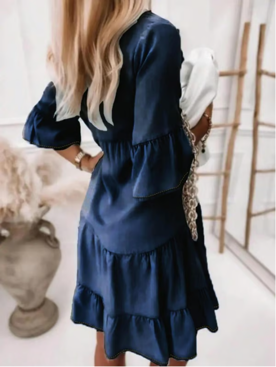 👗Robe d'été à volants en V-Cold - Look en jean léger