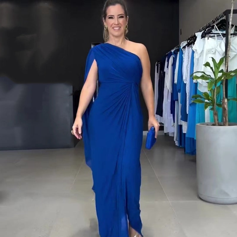 🌟Robe longue élégante à une épaule pour femme avec fente