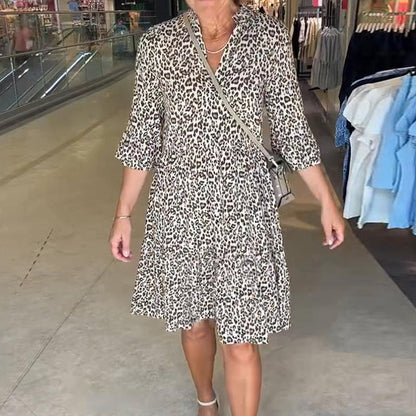 🌸Vente chaude d'été -50 %🌸Robe ample à col en V et imprimé léopard tendance pour femme