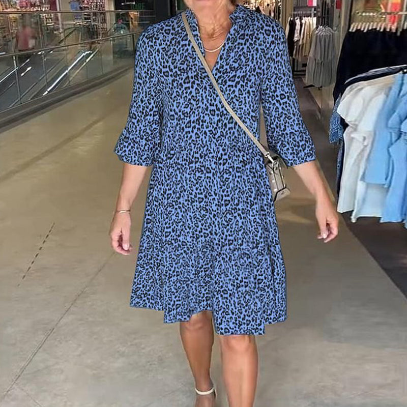 🌸Vente chaude d'été -50 %🌸Robe ample à col en V et imprimé léopard tendance pour femme