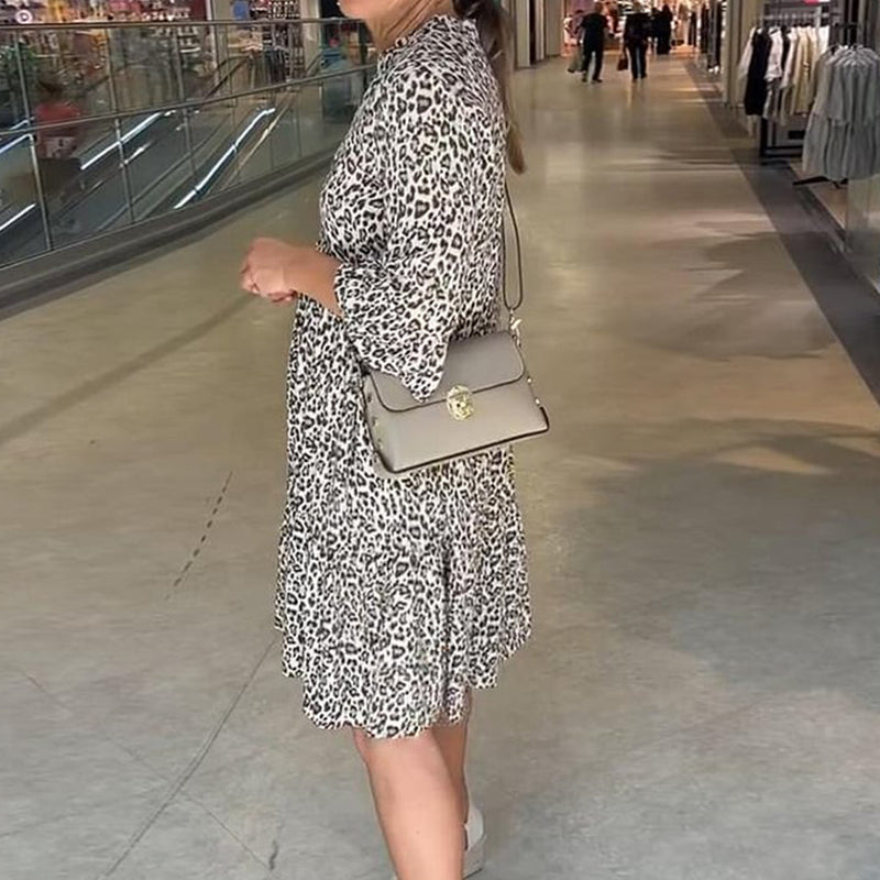 🌸Vente chaude d'été -50 %🌸Robe ample à col en V et imprimé léopard tendance pour femme