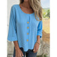 Top décontracté à manches 3/4 et col ras du cou pour femmes