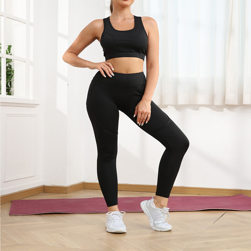 Soutien-gorge de sport à haut maintien et legging de levage de fesses 2 pièces pour femmes