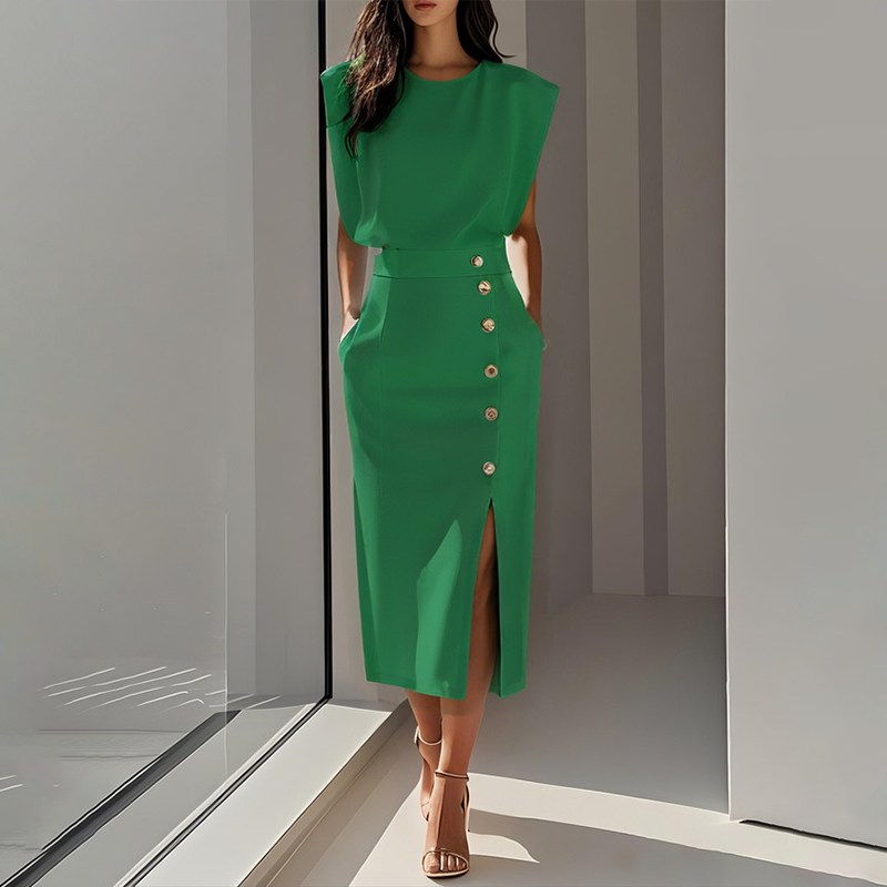 ⏳Spécial à durée limitée⏰Robe midi fendue élégante pour femme👚👗