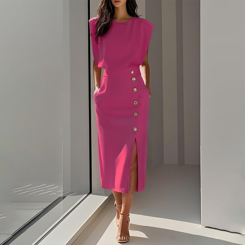 ⏳Spécial à durée limitée⏰Robe midi fendue élégante pour femme👚👗