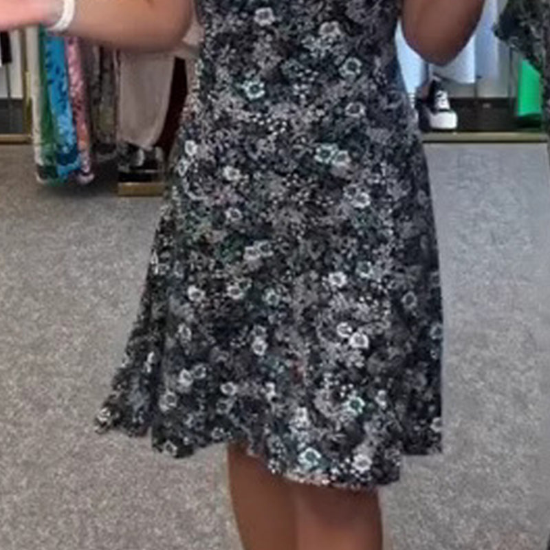 💐💖 Damescasual schep nekkleurige dress-print jurk