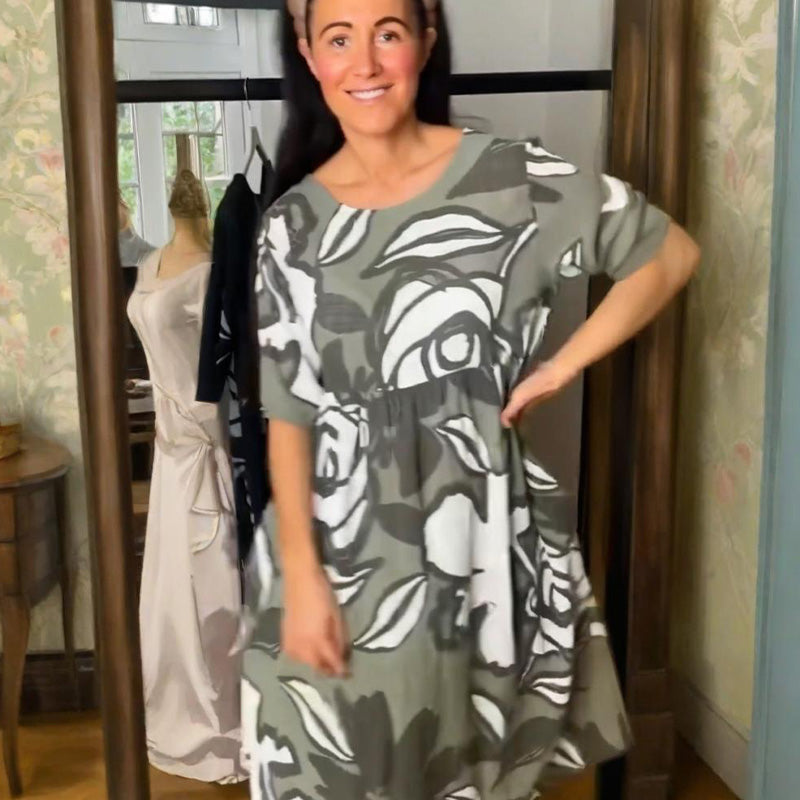 Robe décontractée à col rond et imprimé floral pour femmes