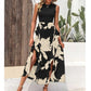 Summer Round Neck Sleeveless Floral Ruffled Dress
