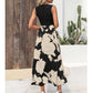 Summer Round Neck Sleeveless Floral Ruffled Dress