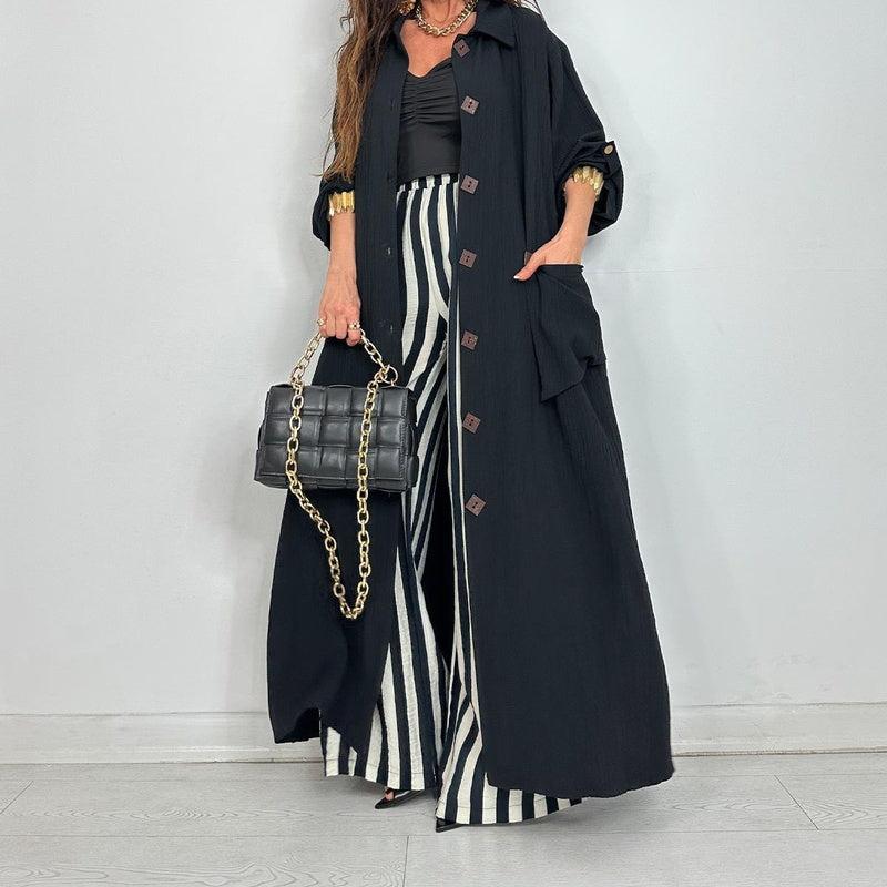 Manteau élégant de couleur unie pour femmes