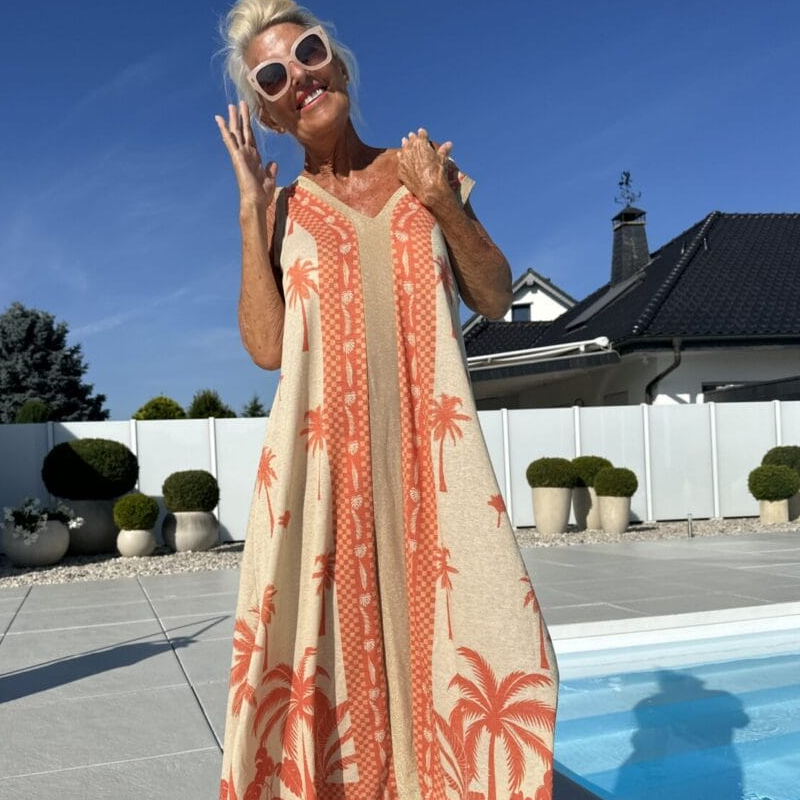 Robe décontractée sans manches pour femmes avec décolleté en V et imprimé