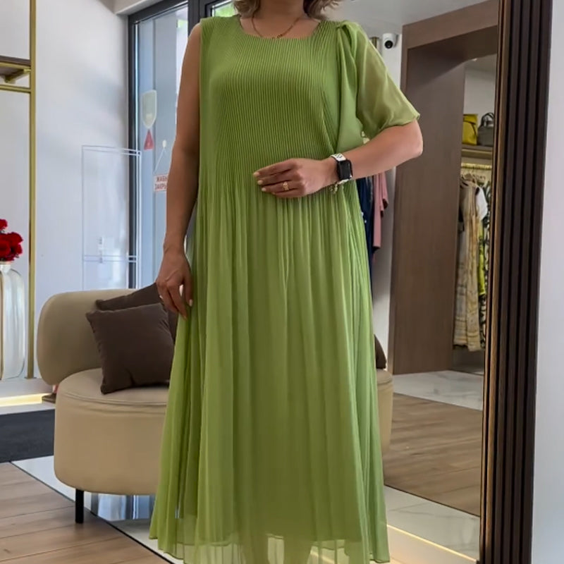 Women's Fashion Chiffon Sleeveless Pleated Dress