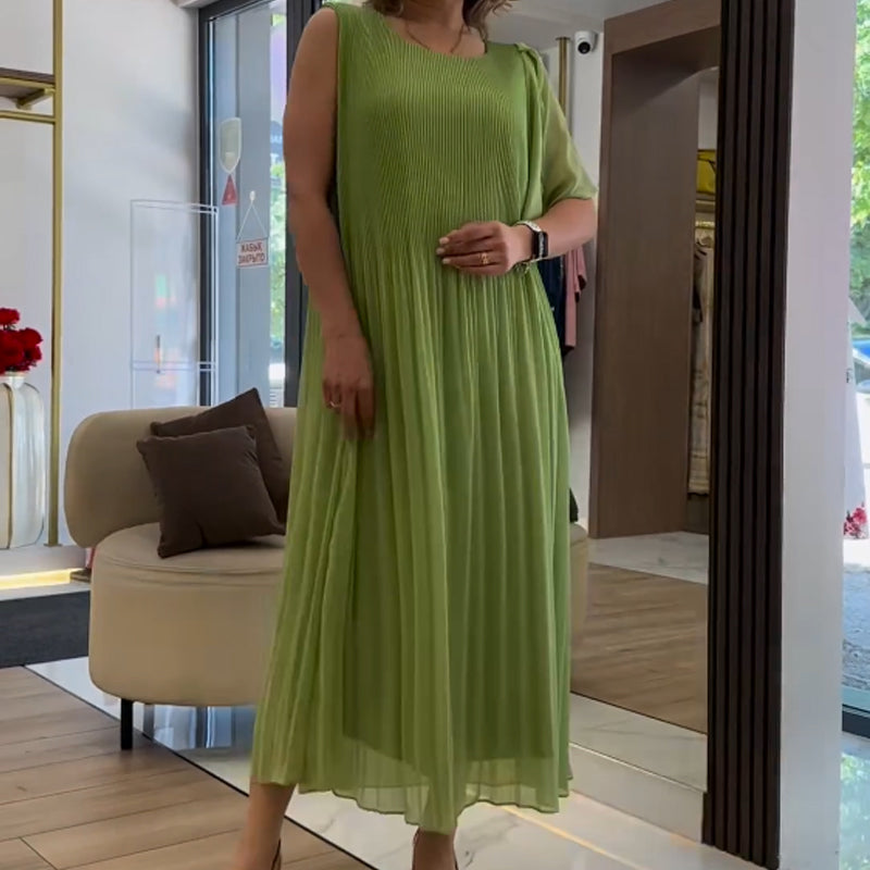 Women's Fashion Chiffon Sleeveless Pleated Dress