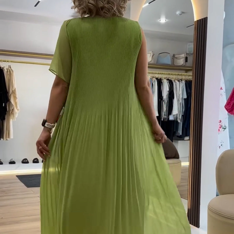 Women's Fashion Chiffon Sleeveless Pleated Dress