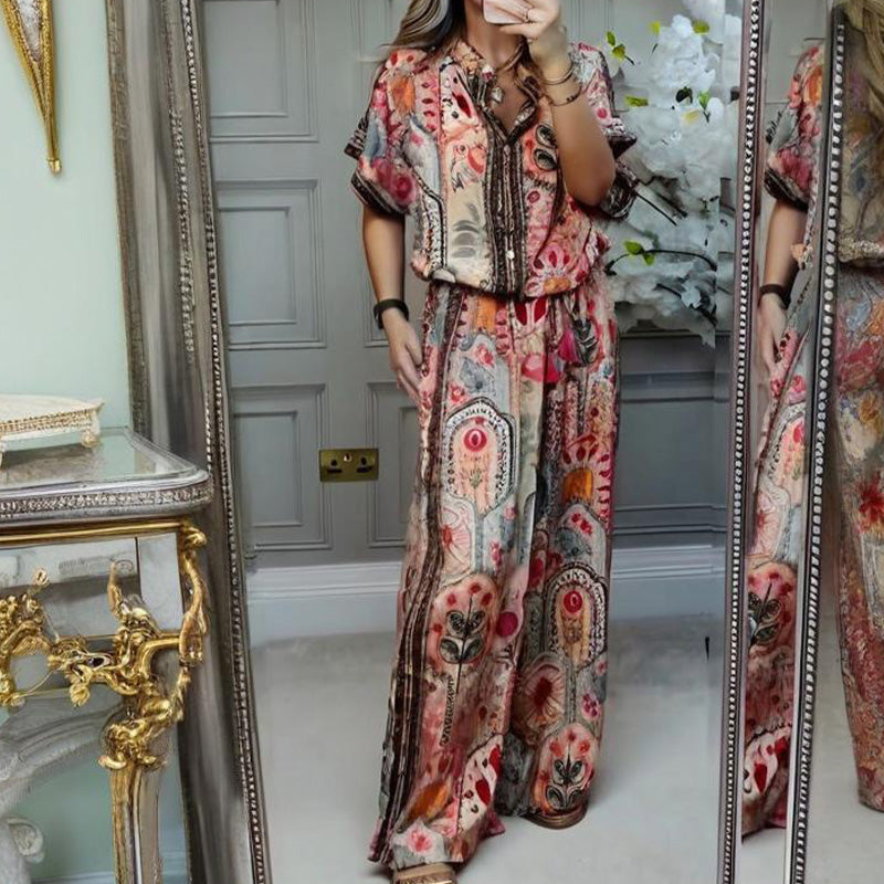 Spécial à durée limitée⏰Ensemble 2 pièces - Top imprimé et pantalon large