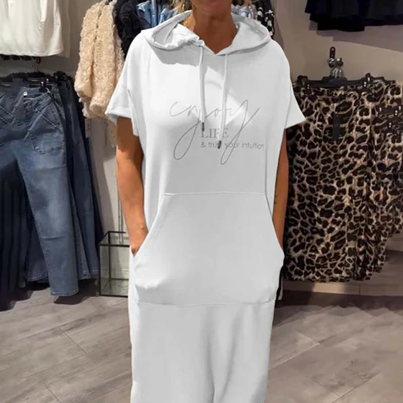 🔥Robe longue à capuche et manches courtes pour femmes