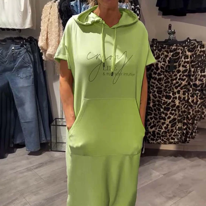 🔥Robe longue à capuche et manches courtes pour femmes