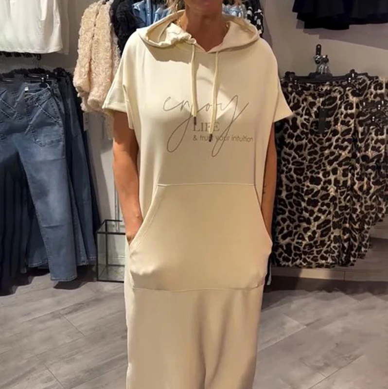 🔥Robe longue à capuche et manches courtes pour femmes