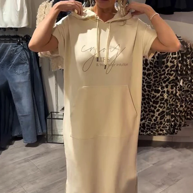 🔥Robe longue à capuche et manches courtes pour femmes