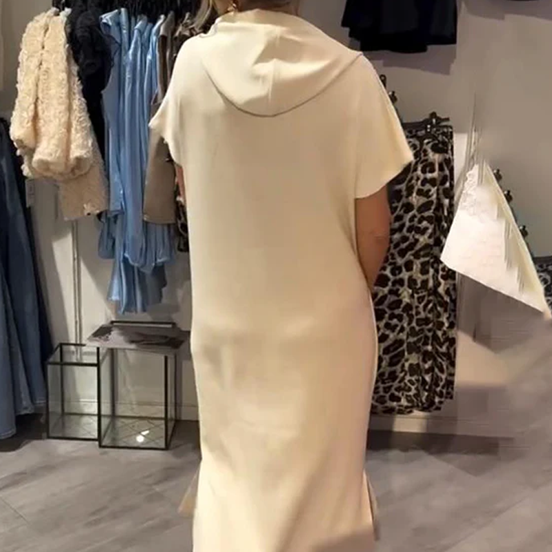 🔥Robe longue à capuche et manches courtes pour femmes