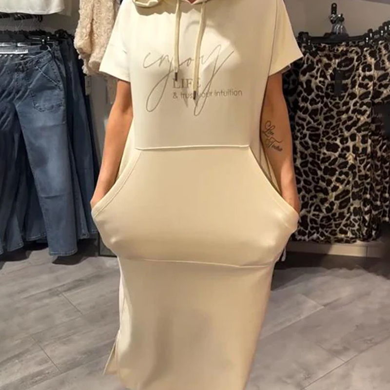 🔥Robe longue à capuche et manches courtes pour femmes