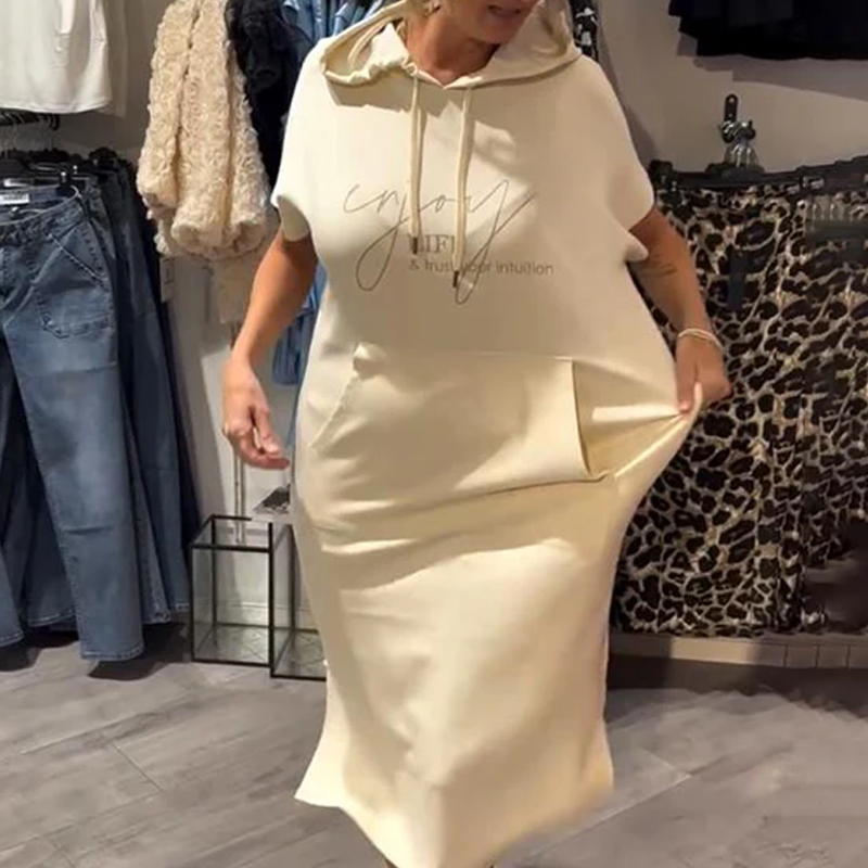 🔥Robe longue à capuche et manches courtes pour femmes