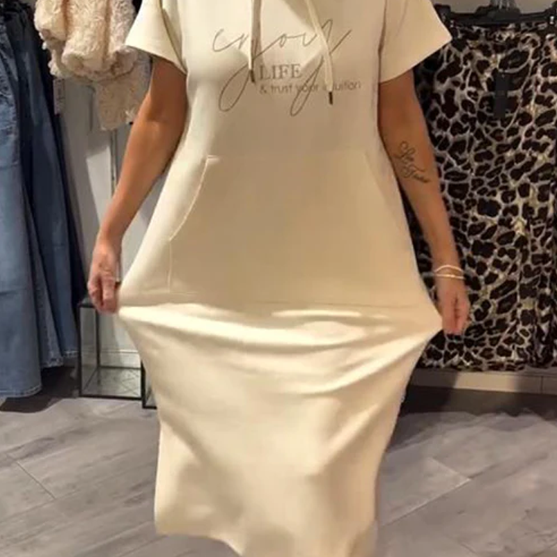 🔥Robe longue à capuche et manches courtes pour femmes