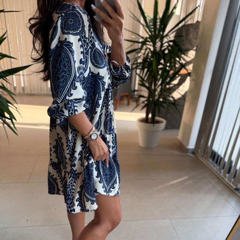 Women’s Fashion Print V-Neck Mini Dress