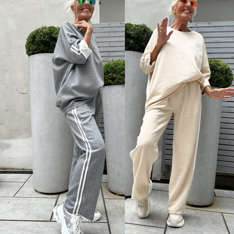 🌸Nouveauté 60 % de réduction 💖 Hauts rayés décontractés et pantalons larges pour femmes, ensemble 2 pièces