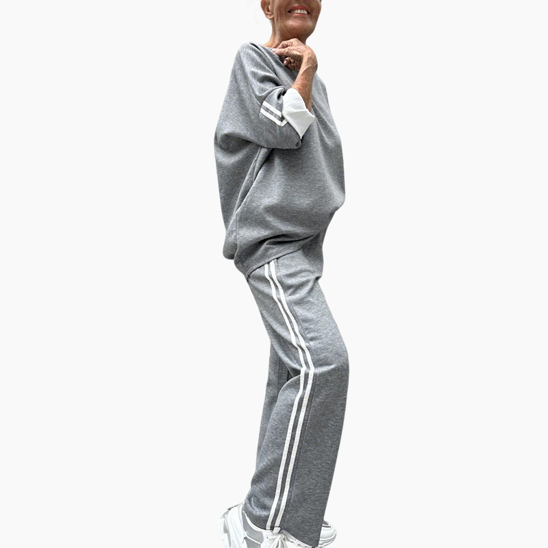 🌸Nouveauté 60 % de réduction 💖 Hauts rayés décontractés et pantalons larges pour femmes, ensemble 2 pièces