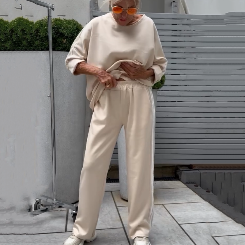 🌸Nouveauté 60 % de réduction 💖 Hauts rayés décontractés et pantalons larges pour femmes, ensemble 2 pièces