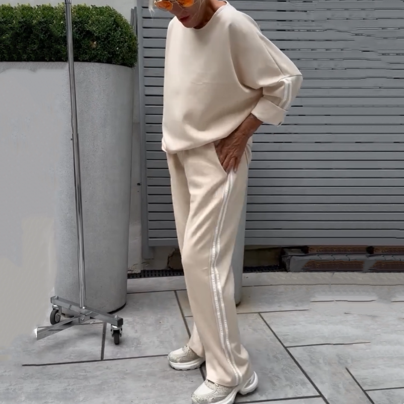 🌸Nouveauté 60 % de réduction 💖 Hauts rayés décontractés et pantalons larges pour femmes, ensemble 2 pièces