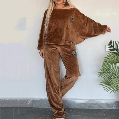 💕Rabais saisonnier 62%💕Ensemble décontracté et confortable pour femme - Haut doux à manches chauve-souris et pantalon à jambes larges