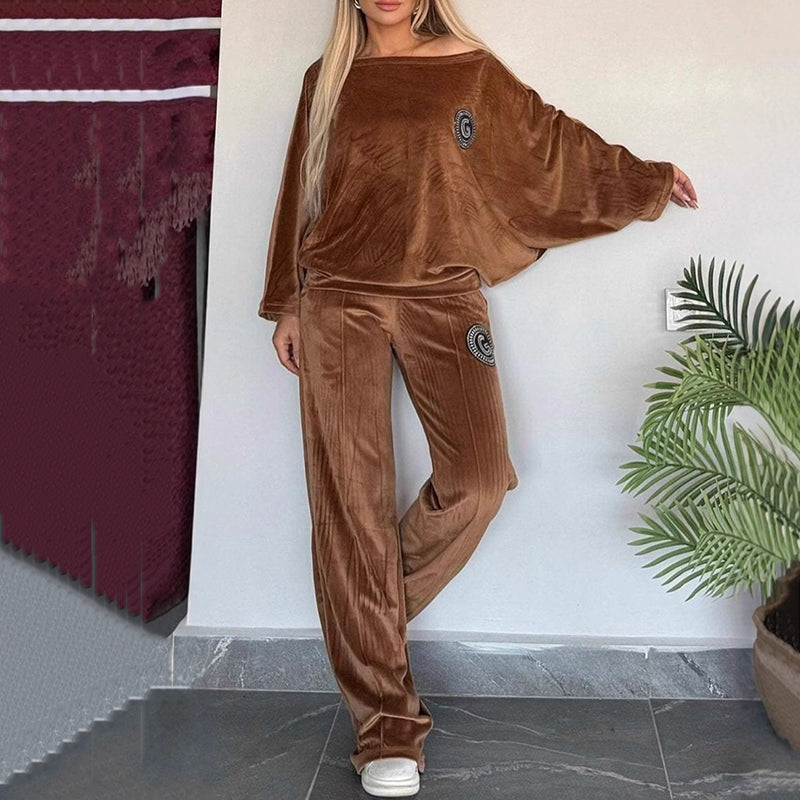 💕Rabais saisonnier 62%💕Ensemble décontracté et confortable pour femme - Haut doux à manches chauve-souris et pantalon à jambes larges