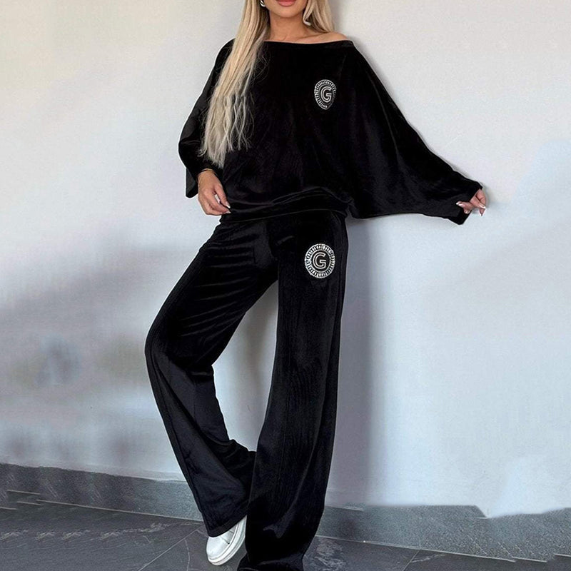 💕Rabais saisonnier 62%💕Ensemble décontracté et confortable pour femme - Haut doux à manches chauve-souris et pantalon à jambes larges