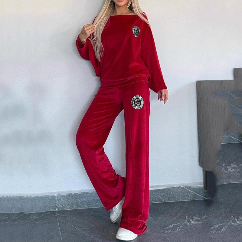 💕Rabais saisonnier 62%💕Ensemble décontracté et confortable pour femme - Haut doux à manches chauve-souris et pantalon à jambes larges