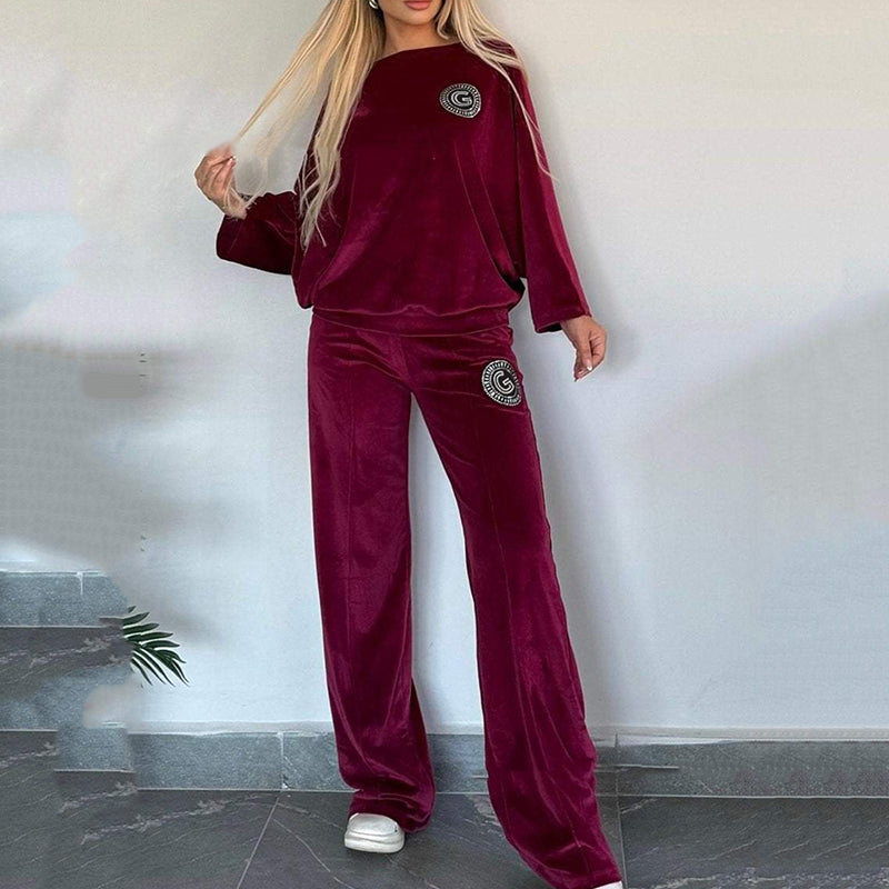 💕Rabais saisonnier 62%💕Ensemble décontracté et confortable pour femme - Haut doux à manches chauve-souris et pantalon à jambes larges