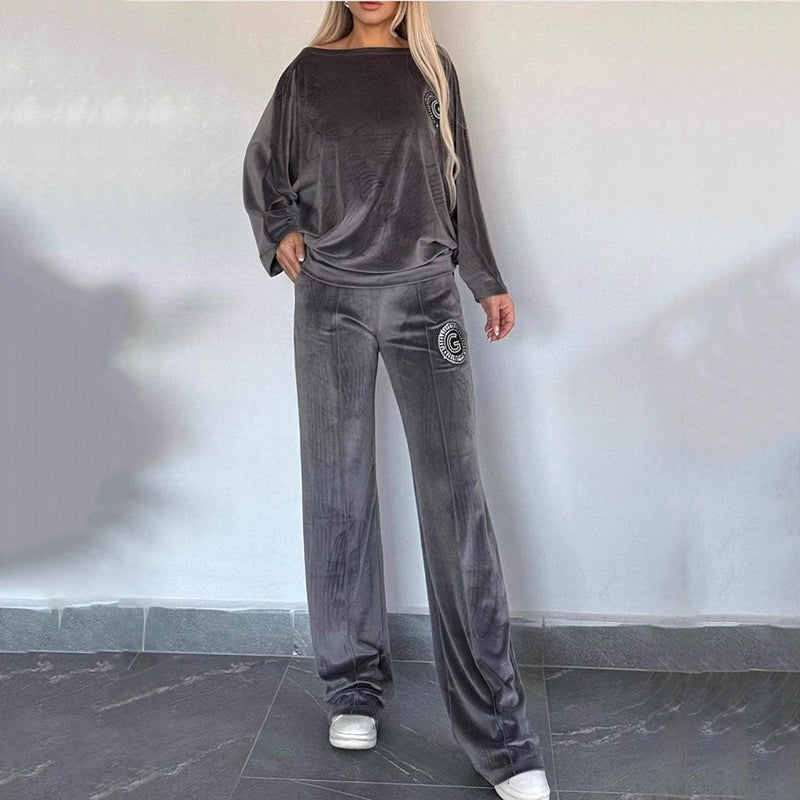 💕Rabais saisonnier 62%💕Ensemble décontracté et confortable pour femme - Haut doux à manches chauve-souris et pantalon à jambes larges