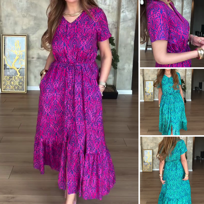 ⏳Spécial à durée limitée⏰Robe florale à col en V pour femmes👗