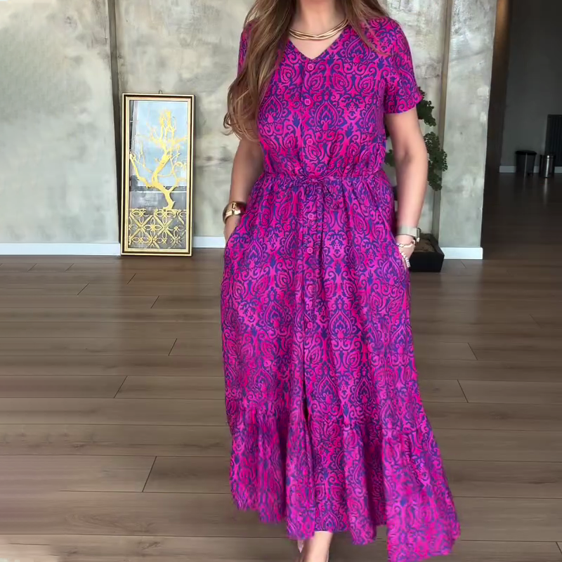 ⏳Spécial à durée limitée⏰Robe florale à col en V pour femmes👗