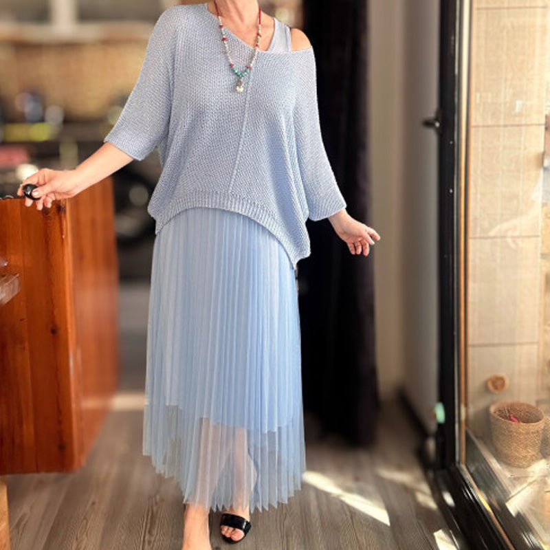 Ensemble chic composé d'une robe gilet et d'un haut cache-cœur